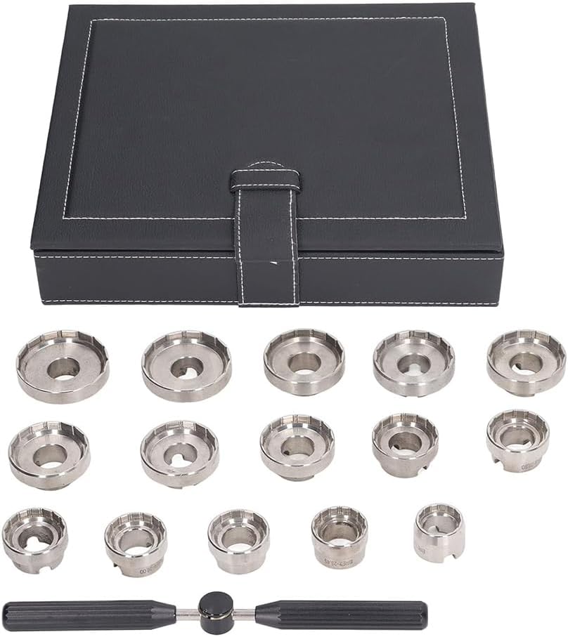 Watch Back Cover Opener Kit with 15 Pcs Dies and Storage Box - Watch Repair Tool for Easy Case Opening