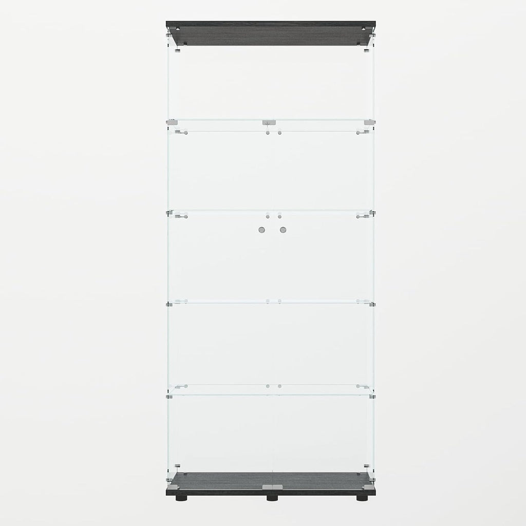 64.69' Tall Tempered Glass Display Cabinet with LED Lights, Curio Cabinet with 5 Shelves with 2 Door, Quick-Install Style Floor Standing Bookshelf File Cabinet for Living Room Office
