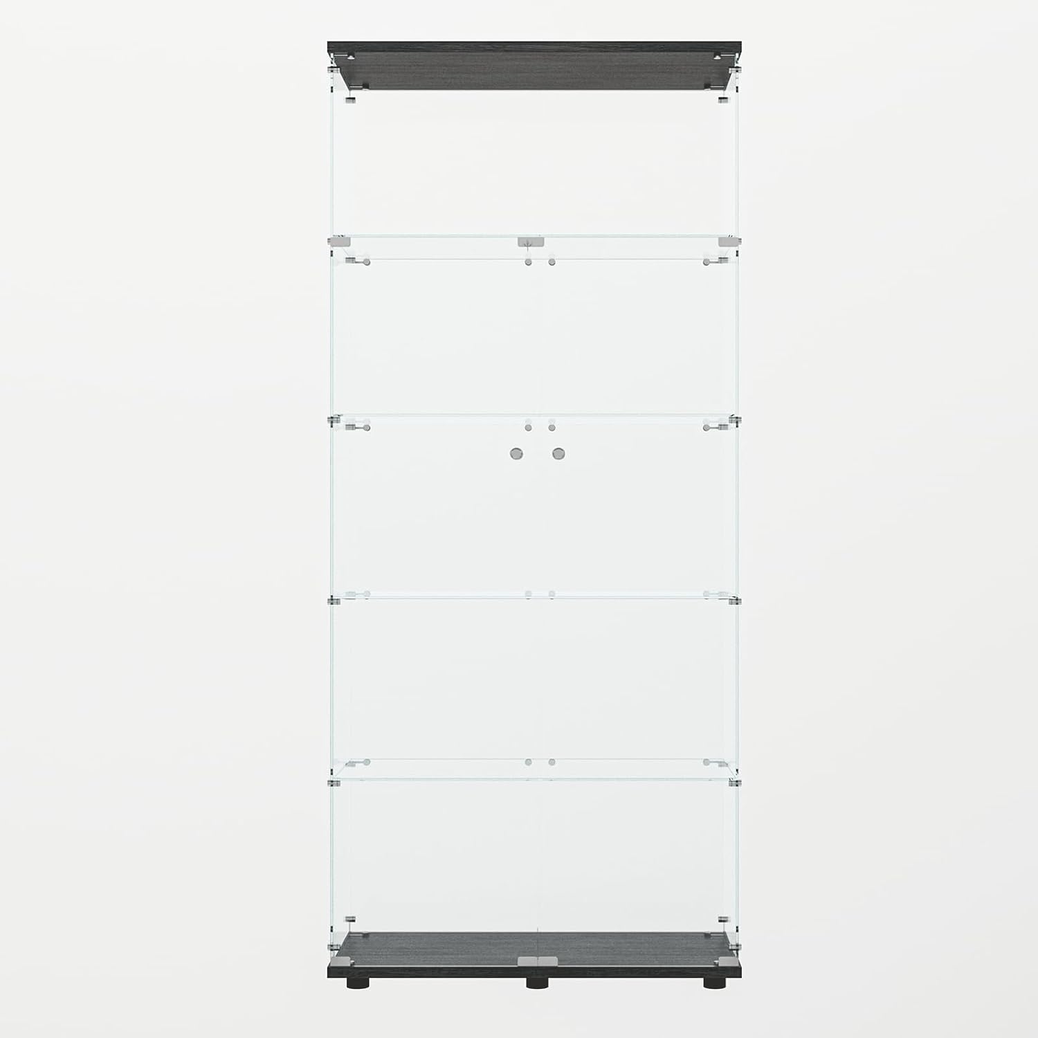 64.69' Tall Tempered Glass Display Cabinet with LED Lights, Curio Cabinet with 5 Shelves with 2 Door, Quick-Install Style Floor Standing Bookshelf File Cabinet for Living Room Office