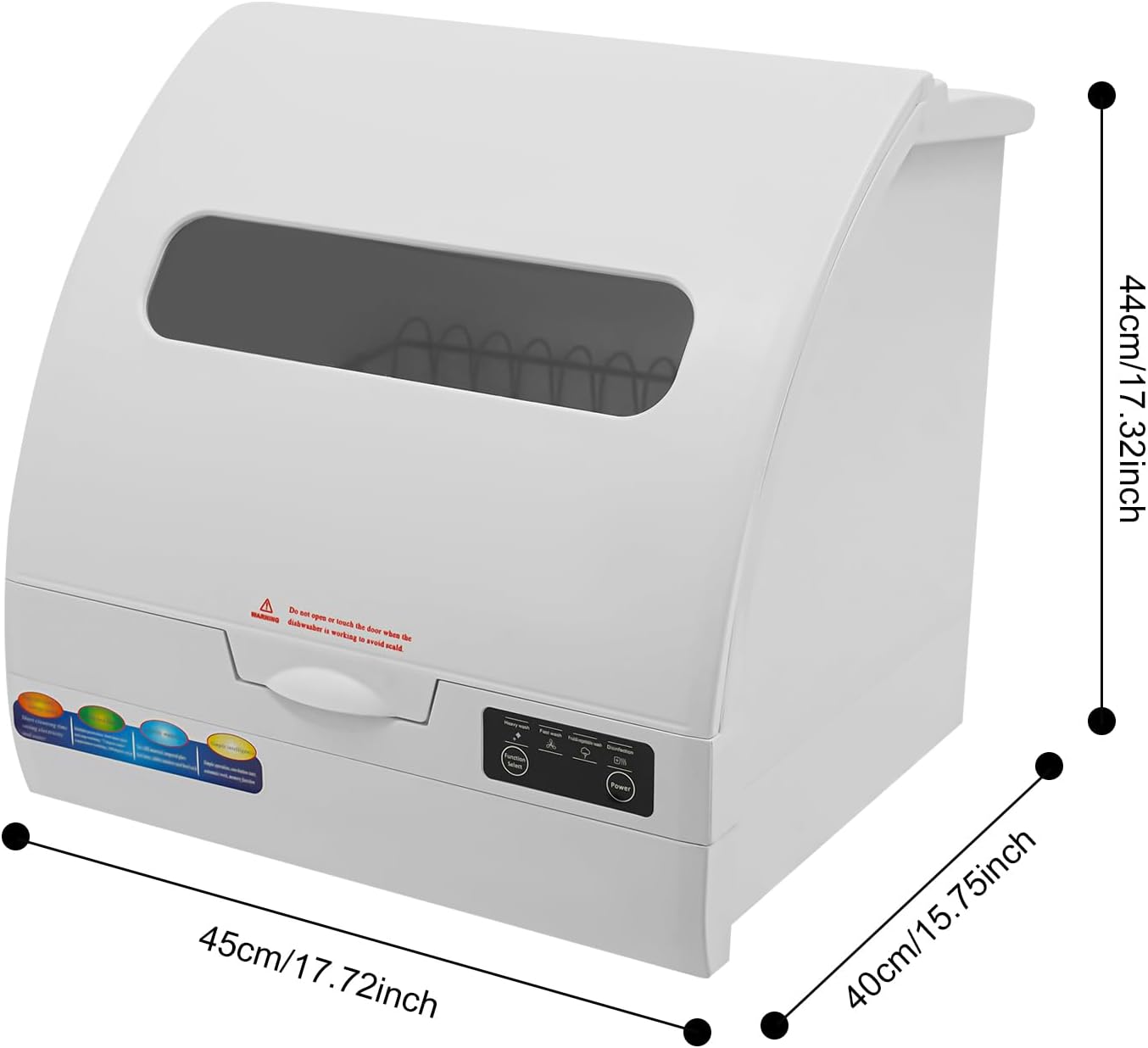 1200W Portable Countertop Dishwasher with 3 Washing Modes, 176℉ High-Temp, No Installation Needed, White Compact Dish Washing Machine for 12-18 Pieces of Cutlery