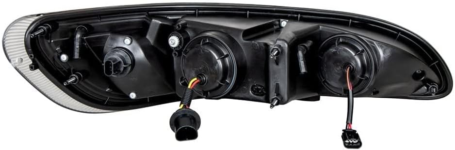 United Pacific 31239 Projection Headlight Assembly, LH, Black Housing, High/Low Beam, H7/H1/3157 Bulb, with Signal Light and Amber LED Dual Mode Light Bar