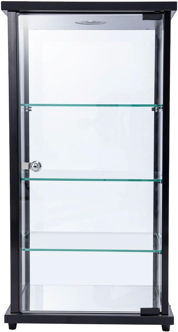 SSWBasics Infinity Countertop Glass Display Case (Ready to Assemble) - 12-1/4'W x 14-1/4'D x 27-1/4'H - Showcase Cabinet Bookcase with Lock, Perfect for Displaying Smaller Items