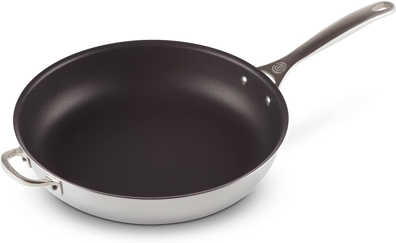 Le Creuset Tri-Ply Stainless Steel Nonstick 12.5' Deep Fry Pan with Helper Handle