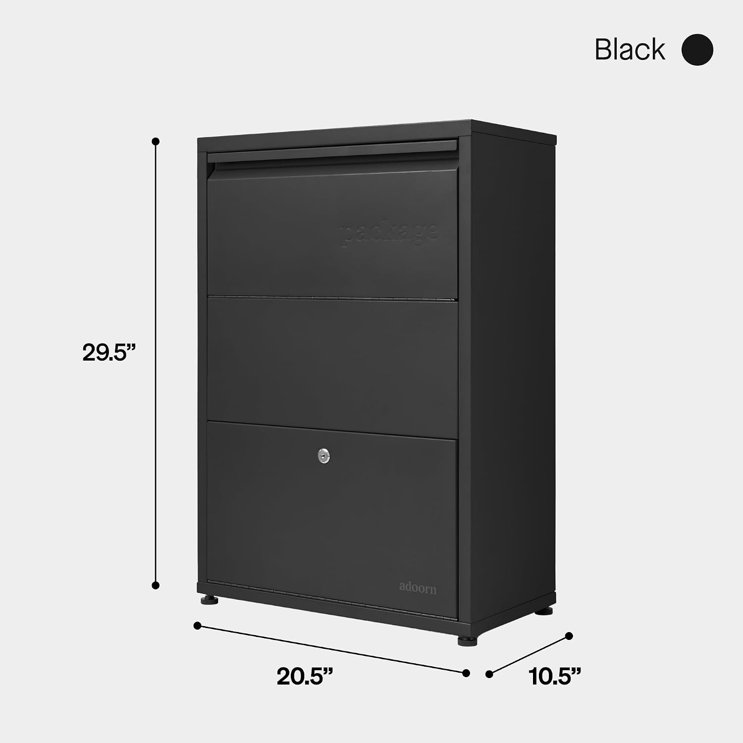 adoorn Package Delivery Boxes for Outside, Small 29.5 x 20.5 x 10.5 (HxWxD) Security Package Box, Free Standing Anti-Theft Parcel Drop Box - Black