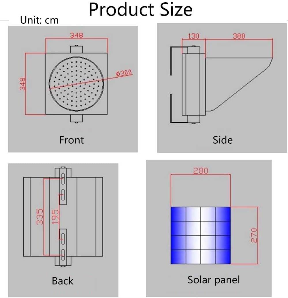 Solar Traffic Signals Signs Lights, Yellow Traffic Warning Light, Single Flashing Waterproof Road Safety Emergency Lamp, with Solar Panel and Sun Visor(30cm/12in)