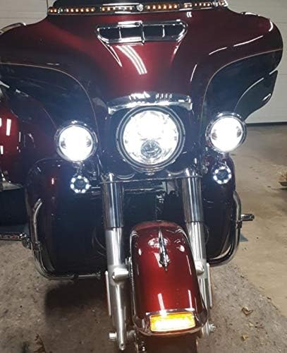 Eagle Lights 2 Inch Infinity Beam Front and Rear LED Turn Signal Kit w/Running LED Light Ring Covers for Harley Davidson Motorcycles - Black / 1157 Front / 1156 Rear