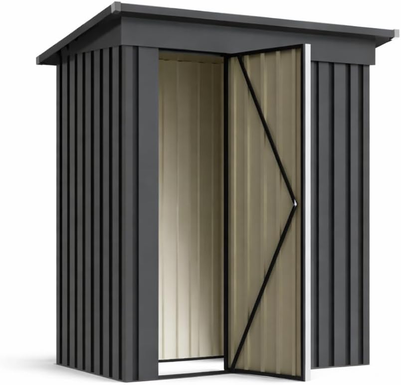 5 x 3FT Metal Outdoor Storage Shed, Waterproof Garden Utility Shed with Lockable Door, All-Weather Storage Shelter for Bikes,Tool for Patio Lawn Backyard Garden Black