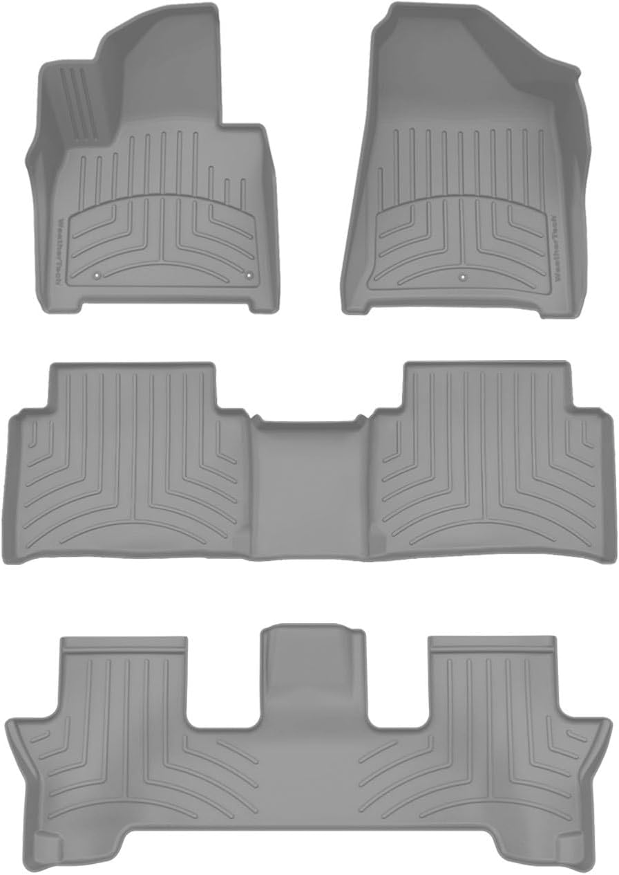 WeatherTech FloorLiner HP Custom Fit Floor Mats for Hyundai Santa Fe Full Set (461865-1-2-3IM), Grey