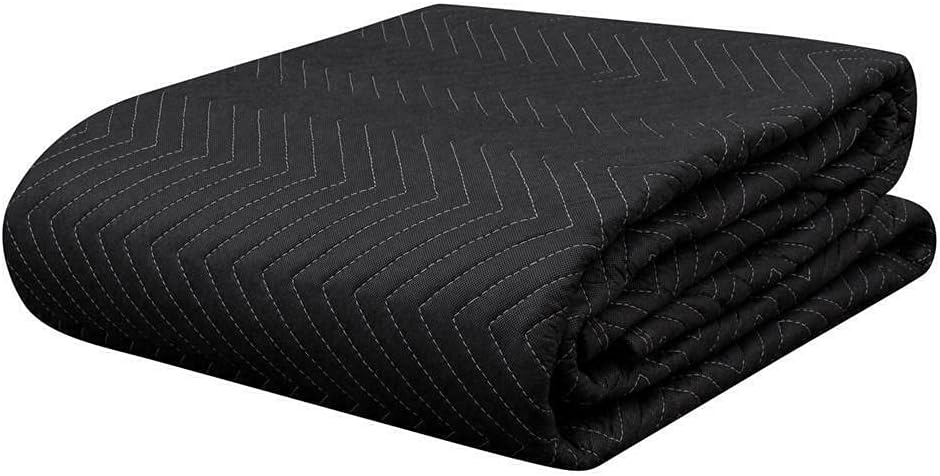 12 Moving & Packing Blankets 80 inches x 72 inches (55 lb/dz Weight) - Quilted Shipping Furniture Pads (Black)