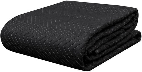 12 Moving & Packing Blankets 80 inches x 72 inches (55 lb/dz Weight) - Quilted Shipping Furniture Pads (Black)