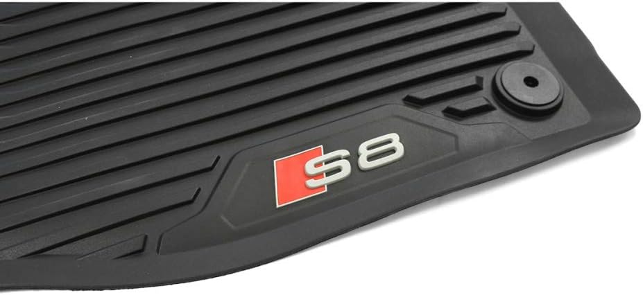 Audi 4N1061221A041 Rubber Car Mats Floor Mats Front 2 x Rubber All Weather Mats Black with S8 Lettering