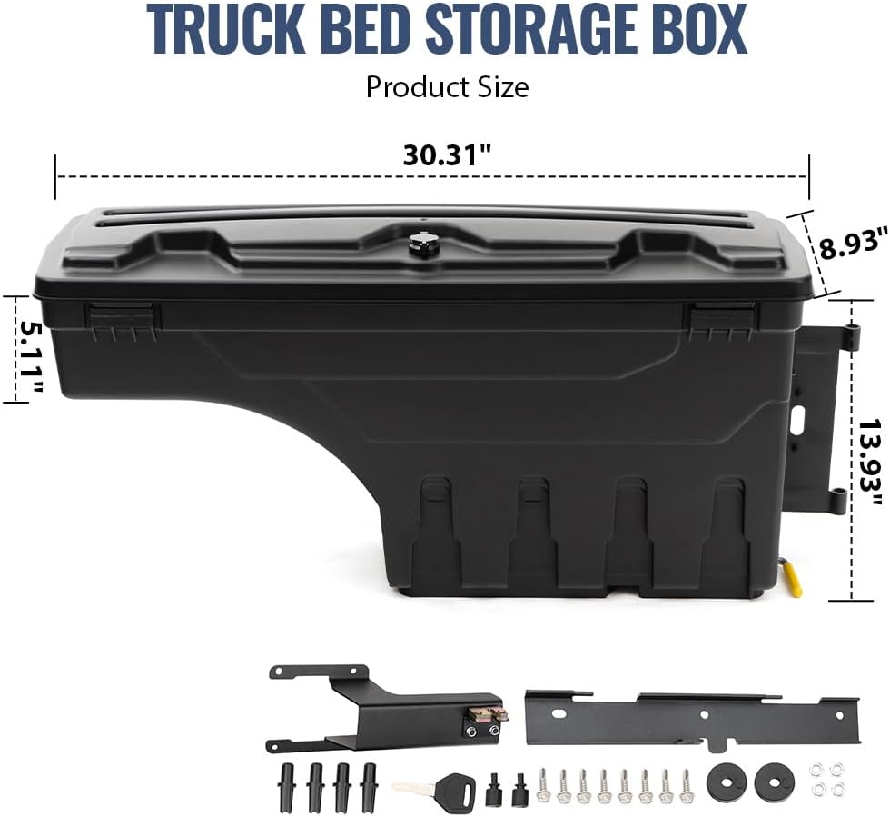 PIT66 Lockable Truck Bed Storage Box Toolbox, Compatible with Ford F250 F350 Super Duty 2017-2023, Left Driver + Right Passenger Sides Tool Box Drawer Set