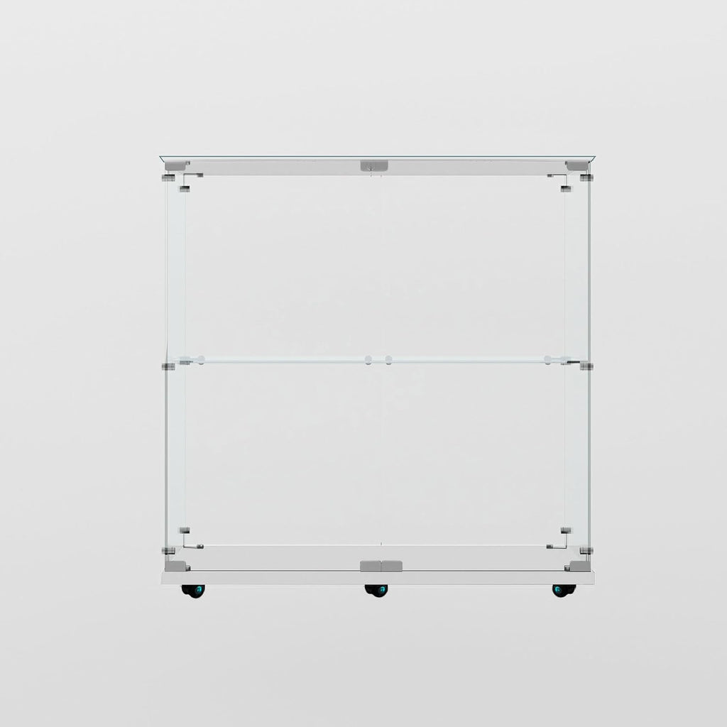 34.17' Tall Tempered Glass Display Cabinet with LED Lights&Rolling Wheels, Curio Cabinet with 2 Shelves with 2 Door, Quick-Install Style Floor Standing Bookshelf File Cabinet for Living Room Office