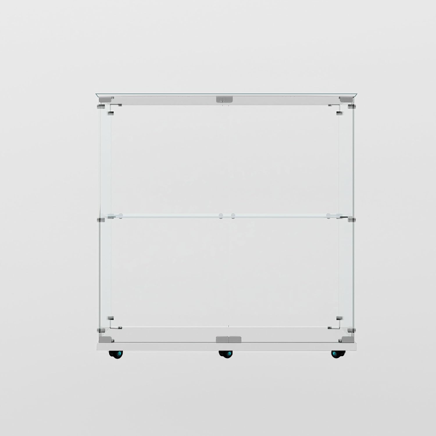 34.17' Tall Tempered Glass Display Cabinet with LED Lights&Rolling Wheels, Curio Cabinet with 2 Shelves with 2 Door, Quick-Install Style Floor Standing Bookshelf File Cabinet for Living Room Office