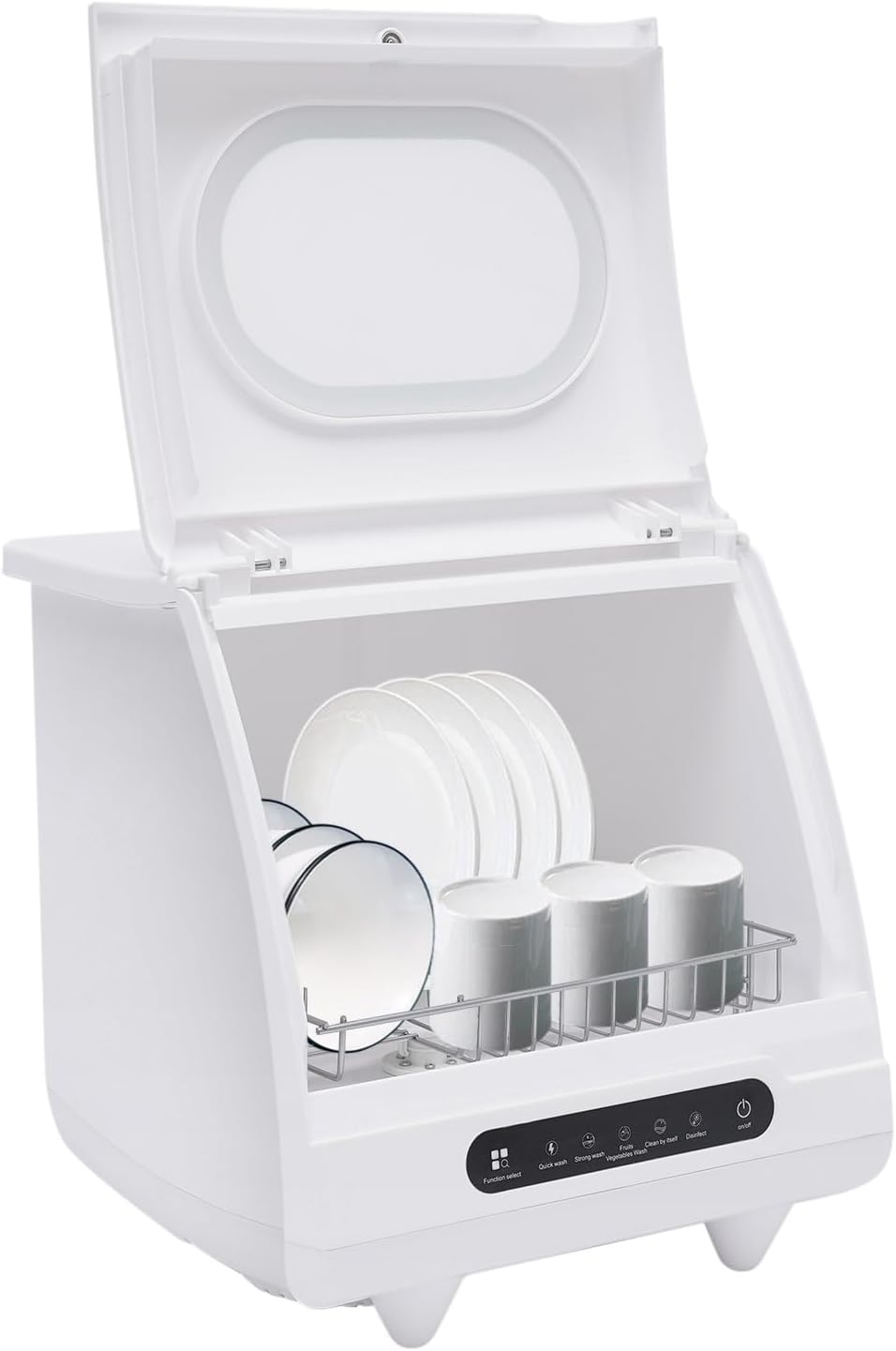 800W Portable Countertop Dishwasher,5 Washing Modes, Mini Dishwasher with 5L Water Tank,161.6℉ High-Temp, No Installation Needed, Compact Dish Washing Machine for 4-6 Sets Tableware (Type C - White)