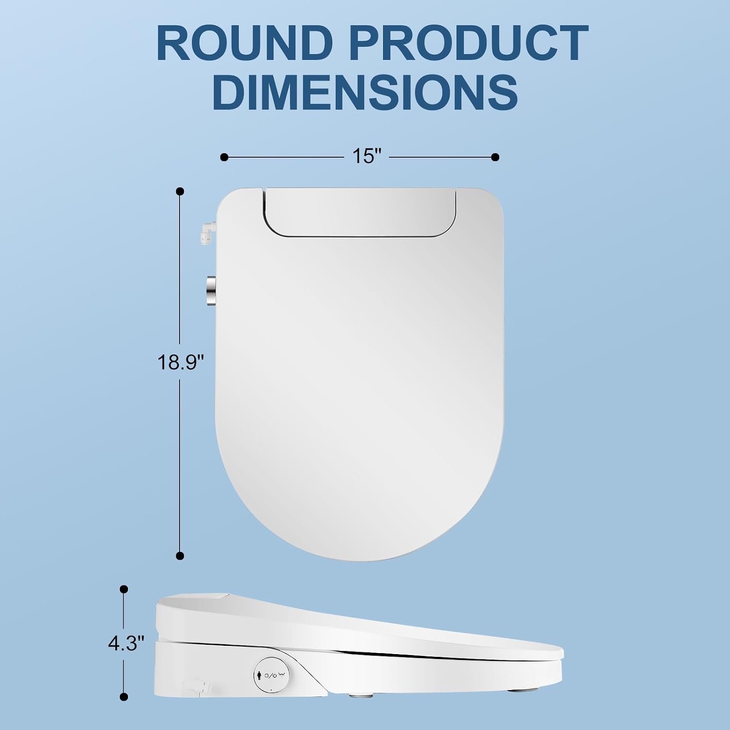 Electric Bidet Toilet Seat, Round, Warm Water with Air Dryer, Heated Seat and Slow Close Lid, Front and Rear Wash, LED Nightlight, Wireless Remote, White, 101D