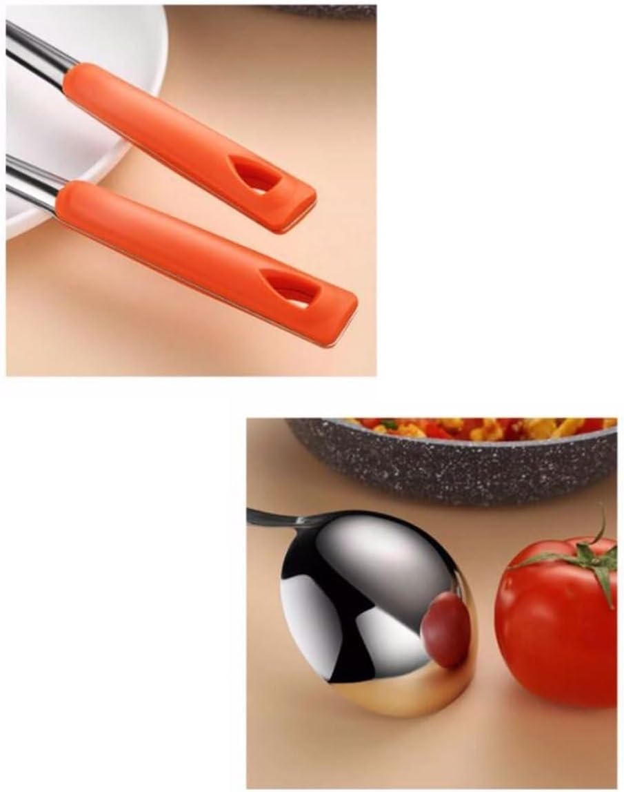 Cookware Dining Gadgets Spoons for Cooking Spatulas Stainless Steel Cooking Utensils Spatulas Spoons Kitchen Tools 6 Pieces Sets (Orange One Size)