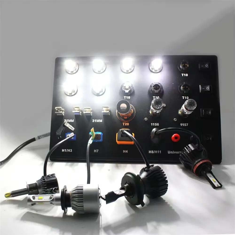 iDili Multi-Function 12V Auto Car Light Tester, 110V-265V Input Test Board for HID Xenon LED Bulb T10 W5W Festoon C5W T20 7443 H1 H3 H7 H4 9005 with Universal Connector