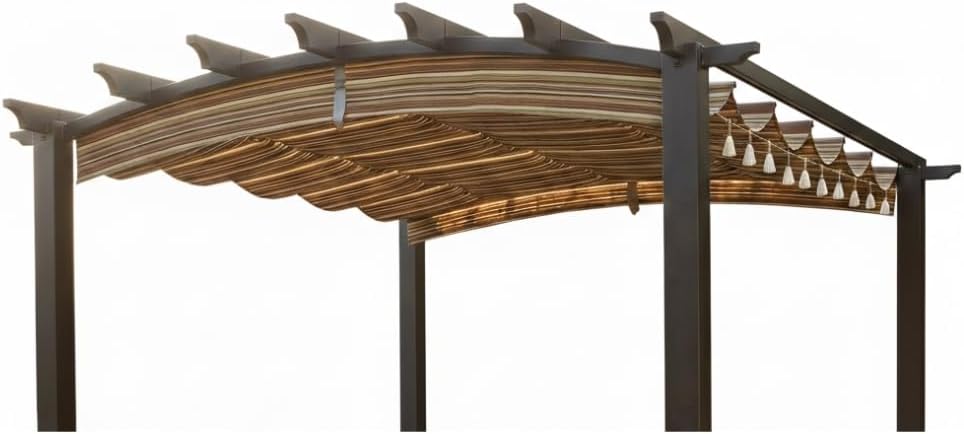 Garden Winds Durable 350 Replacement Canopy Top Compatible with Arched 9' x 9' Pergola Model GFM00469A - Stripe Canyon