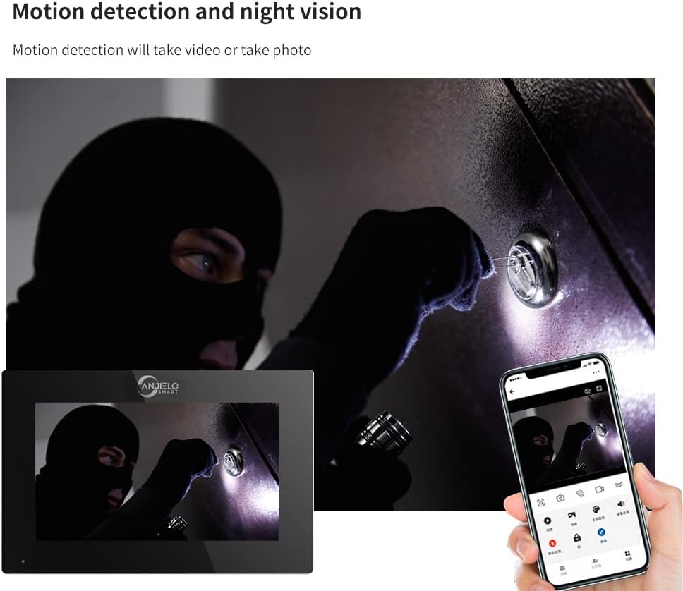 Wired Video Doorbell Apartment Intercom 3 Unit 7 Inch Touch Screen Monitor 1080P HD Camera 4 in 1 Unlocking Support RFID Card Password WiFi Smart Home Door Phone Kits for Home Villa,32G