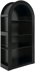 LUMISOL Tall Arched Kitchen Pantry Cabinet with Open Display Storage Shelf, Modern Arched Bookcase with 4 Tier Shelf, for Dining Room Living Room, Black