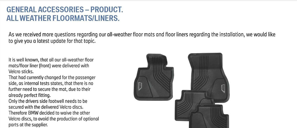 BMW 51472414218 All-Weather Floor Mats for G30 5 Series and F90 M5 (Set of 2 Front Mats)