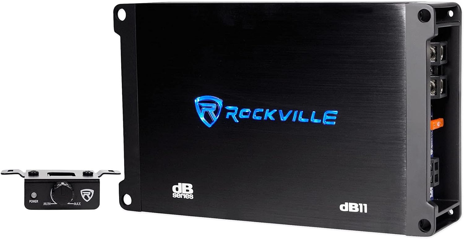 Kicker 43DC122 Comp Dual 12' Subwoofers in Vented Sub Box Enclosure, 2-Ohm Bundle with Rockville dB11 1400W Peak Mono 2-Ohm Car Amp and Bass Remote and RWK81 8 Gauge Amp Installation Kit