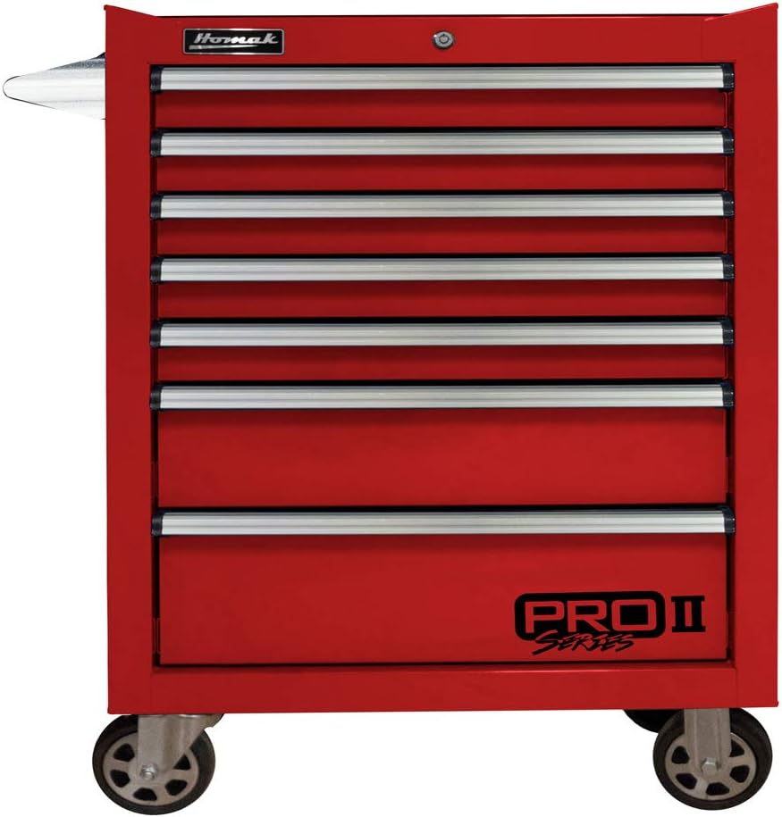 Homak PRO II Series 27' 7-Drawer Roller Cabinet, Red, RD04027702