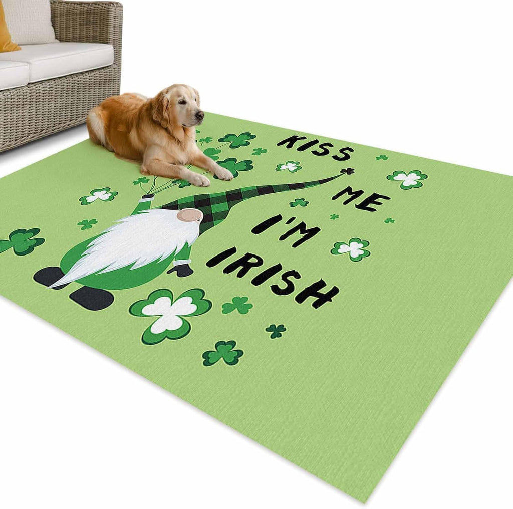 Outdoor Rug 6x9ft Happy St. Patrick's Day Gnome with Lucky Patio Area Rugs Waterproof Easy Cleaning Non Shedding Thick Mats Green Carpet for Indoor Outdoor Porch Deck Backyard Balcony