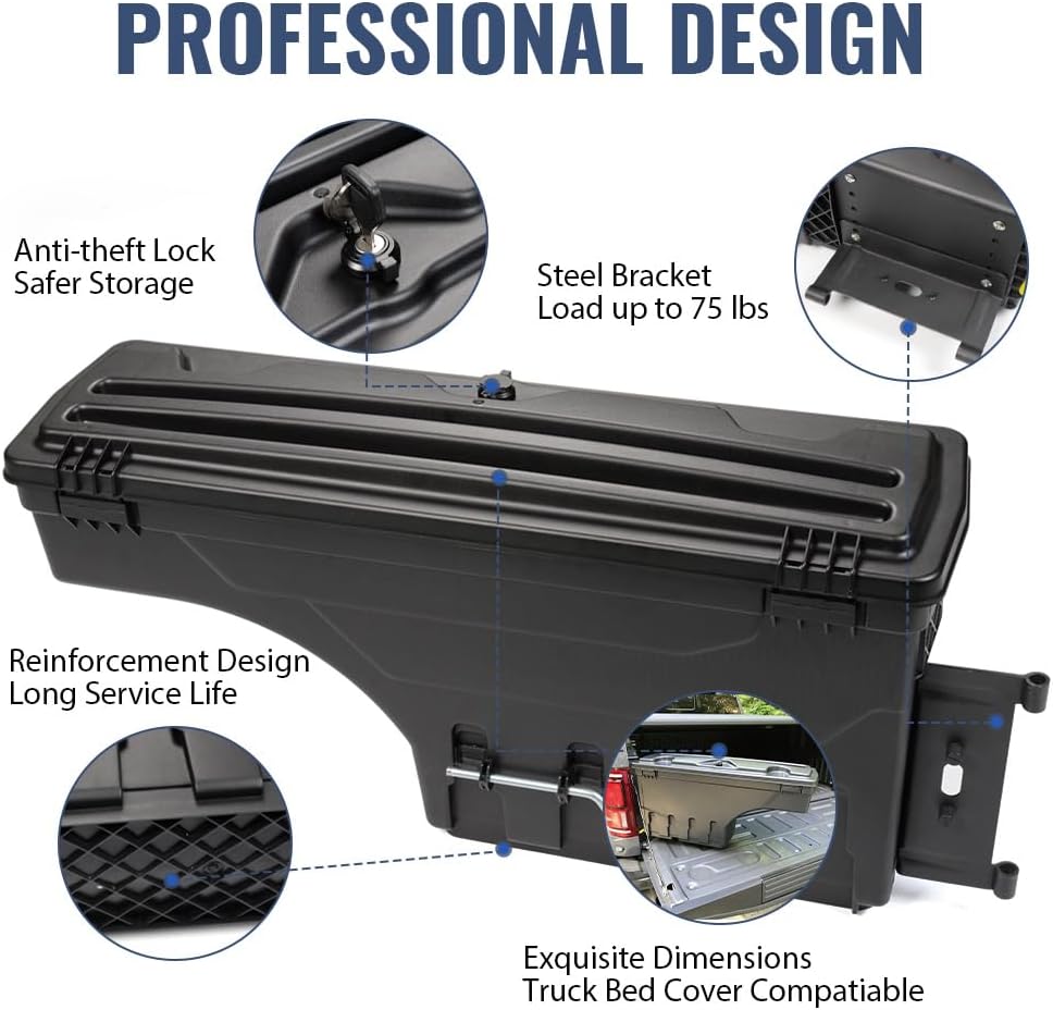 PIT66 Truck Bed Toolboxes, Compatible With 2015-2020 Ford F150, Driver+Passenger Side, 2 pcs set Drawer