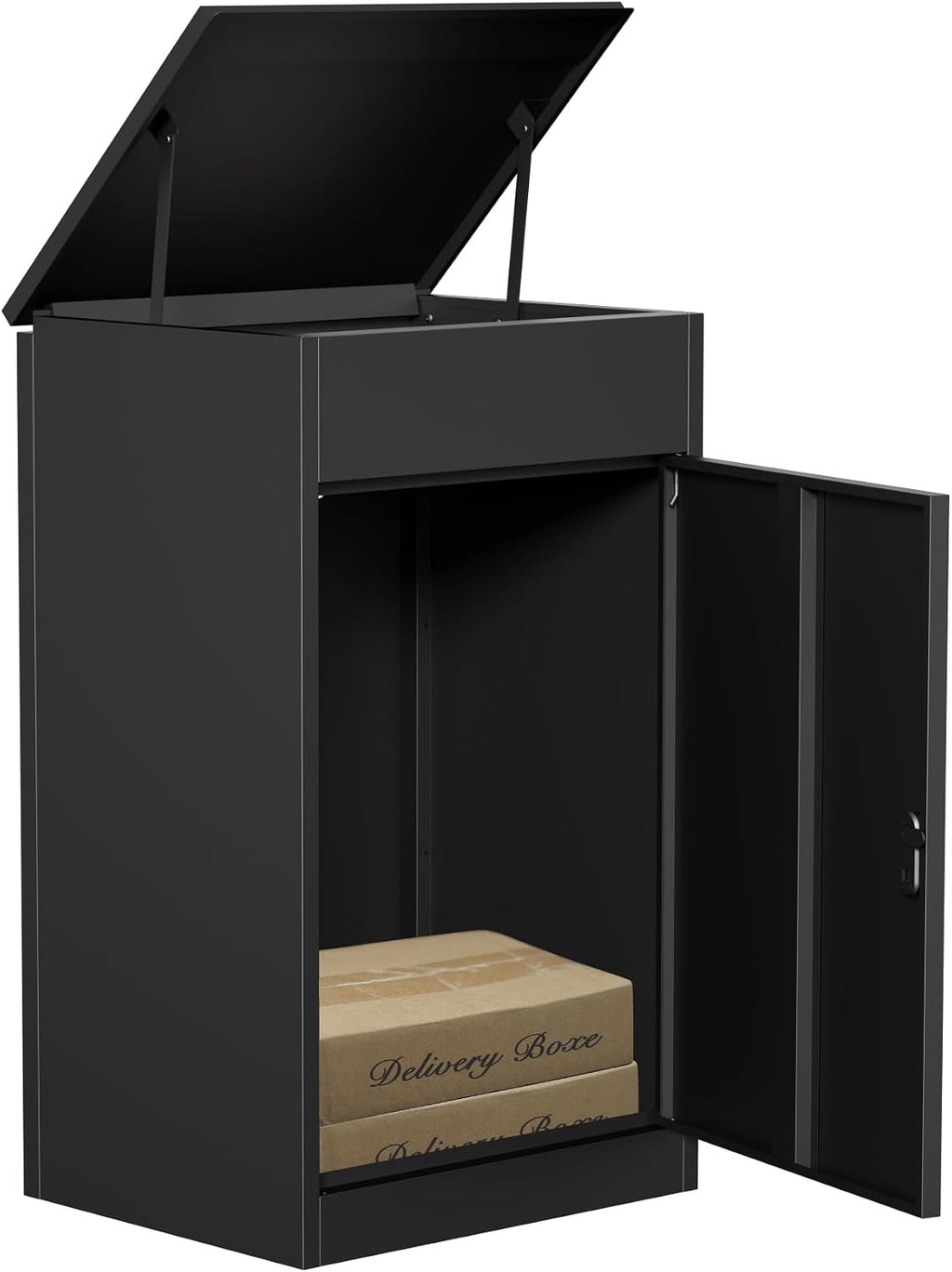 Package Delivery Boxes for outside,Enlarged 19.7 * 16.1 * 33.5 inches Delivery Box for Packages with Coded Lock,Large Space, Waterproof,Cold-Rolled Steel Drop Box for Porch, Curbside (Small)