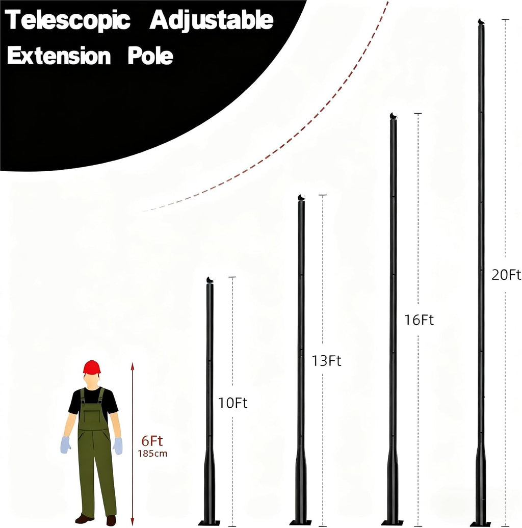 Street Light Pole 13ft Tall - Outdoor Solar Split Street Lamp Post Light Pole with Mounting Steel Anchors for Patio, Street, Backyard, Parking Lot