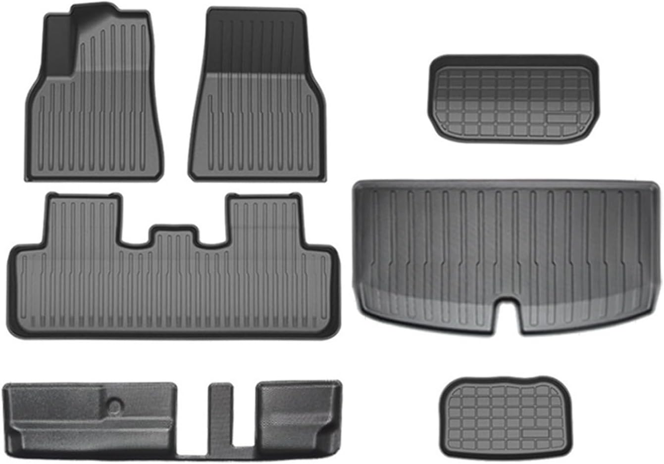 Compatible with Tesla Model Y 7 Seater and Model Y 5 Seat All Weather TPE Waterproof Anti-Slip Floor Mat Cargo Liner 2020-2023 Accessories(Y-7-Seat FT-7-LHD)