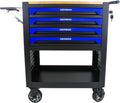 Tool Box with Wheels, Solid Wooden Workbench Top, Portable Garage Storage Cabinet on Wheels with Adjustable Side Shelf, Locking Casters, and Perforated Panels