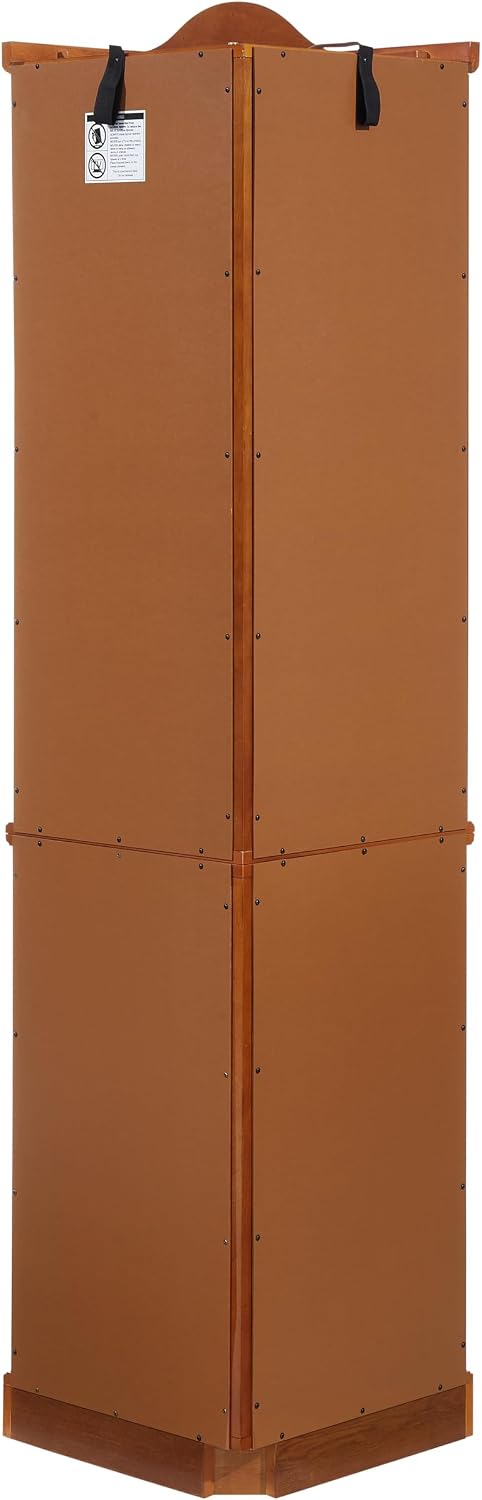 Ball & Cast 72' H Lighted Corner Curio Cabinet with Curved Top Carving,Glass Display Cabinet with 6 Tempered Adjustable Glass Shelves and Doors,Light Bulb Included, Rack for Liquor Storage,Oak