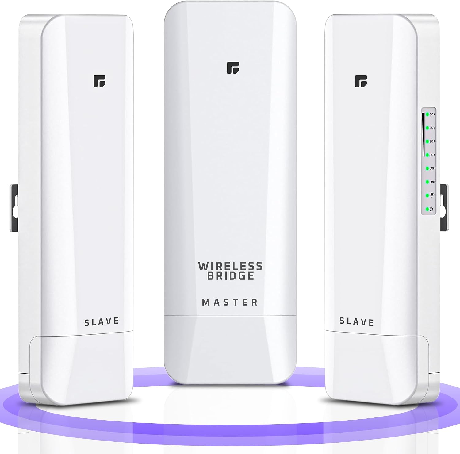Wireless Bridge, Pre-Configured 3 Pack Long Range WiFi Bridge for Point to Multi-Point, High-Speed Network Bridge with Hotspot, for Stores, Barn, Garage, Building, 100/1000Mbps LAN Port. 3 Pack (5KM)