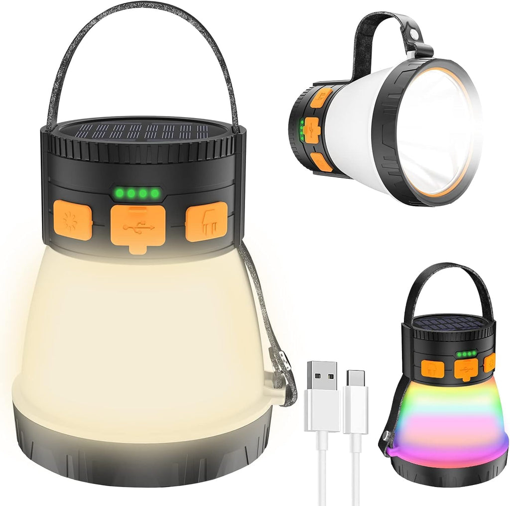 6 Pack LED Camping Lantern, 1500 Lumens Camping Lantern Rechargeable with Solar Panel Charging, Waterproof, 8 Light Modes, 7500mAh, Camping Flashlight for Hurricane Emergency, Outdoor