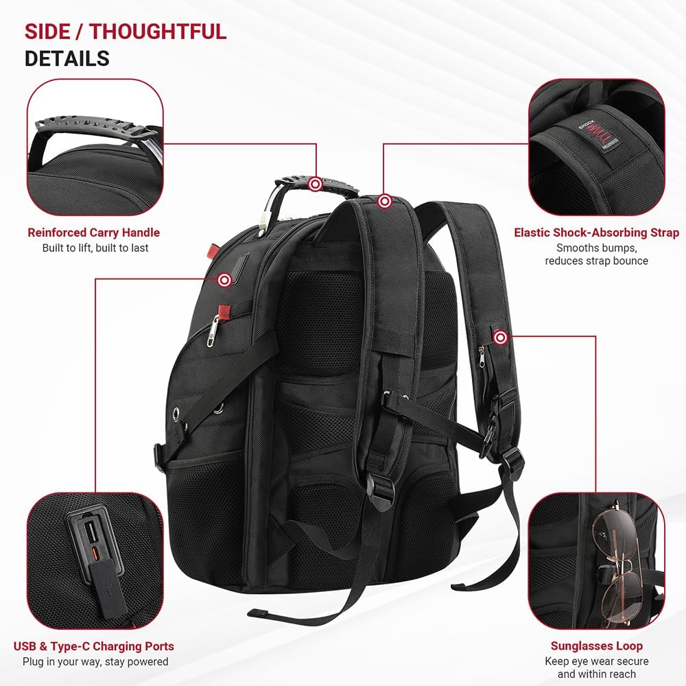 star cloud Rolling Laptop Bag with 4 Spinner Wheels & 17.3' Laptop Backpack Bundle – Business Travel Carry On Set with USB & Type-C Charging Ports