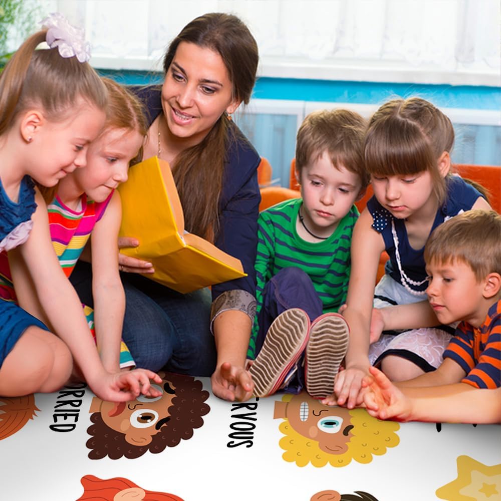 Calming Corner Classroom Rug - Feelings Chart - Coping Skills Emotions Chart Carpet - School Furniture Elementary, ABC Floor Mat Anti-Skid for School & Learning Area, Nursery Decor (8x5ft)