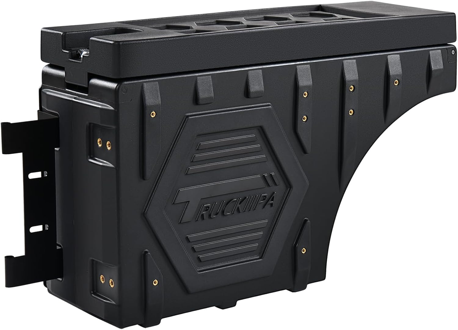 Truckiipa Truck Bed Storage Box, Universal Double Layer Thicken Truck Bed Toolbox Waterproof Lockable Wheel Well Tool Box for Truck, Swing Case Fit Most Truck Driver & Passenger Side, 20L/5.28GAL