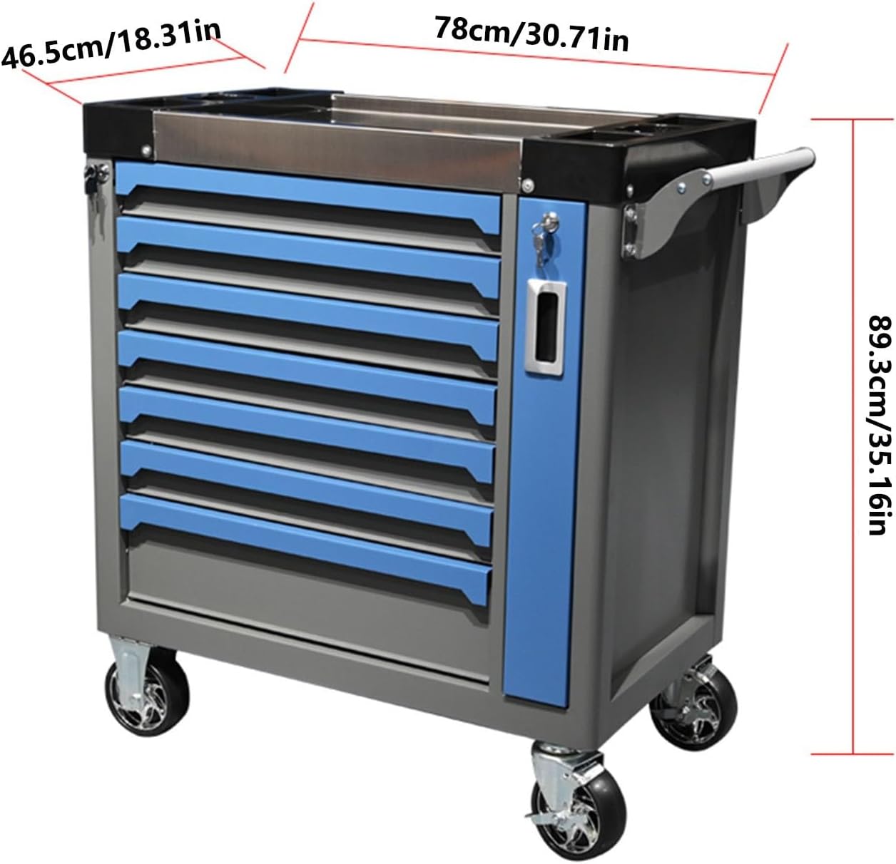 Rolling Tool Cart on Wheels Tool Chest with 7 Drawers, Rolling Tool Cabinet with Wheels, Toolbox with Independent Self-Locking Anti-Tip System, For Warehouse&workshop Rolling Tool Box Organizer