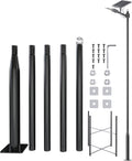 JAYNLT 16Ft Tall Street Light Pole -Heavy -Duty Metal Street Lamp Post for Solar Street Lights with Mounting Rebar Cage Base Accessory for Parking, Yard,Farm(Light not Included