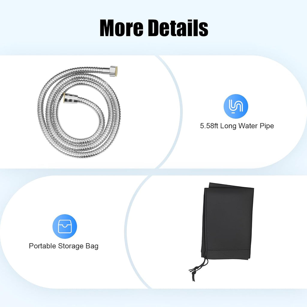 Camping Solar Shower, 8 Gallon Road Camping Shower Pressurized Water Tank, Portable Wash Station with Hose and Sprayer for Overlanding, Water Store, Outdoor Activity Water Supply