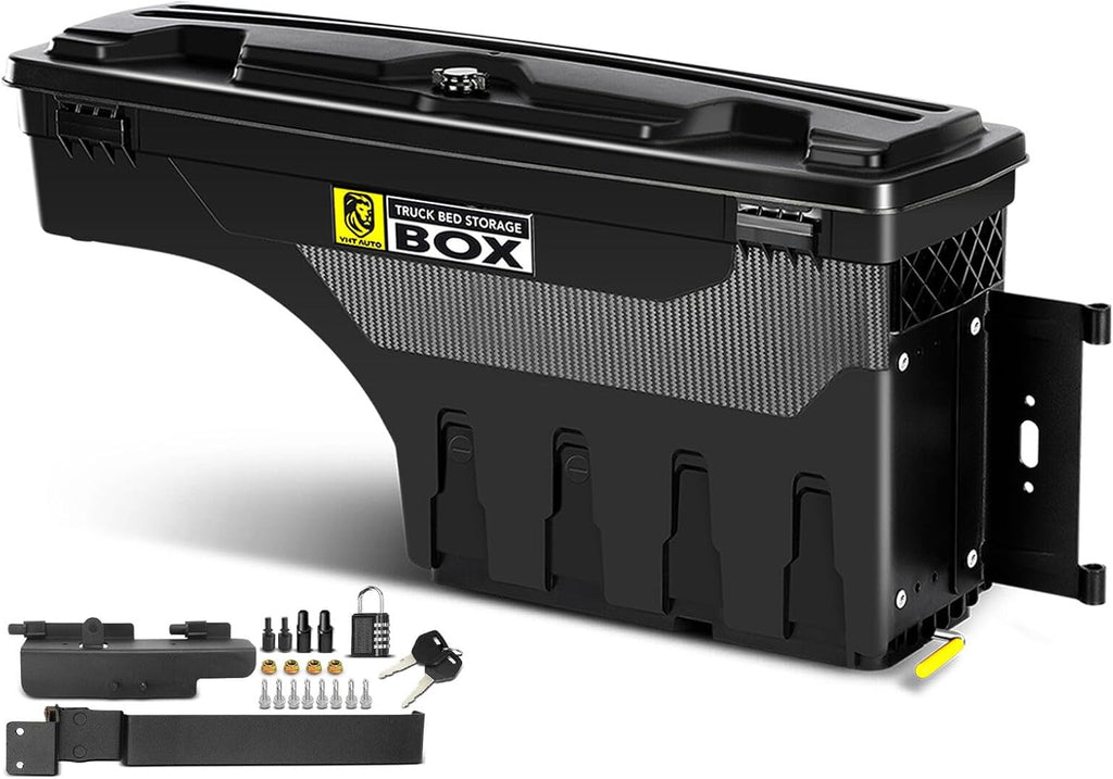 YHTAUTO Truck Bed Storage Tool Box Lockable Compatible with 1987-2011 Dodge Dakota, Passenger Side, Swing Waterproof Wheel Well Toolbox