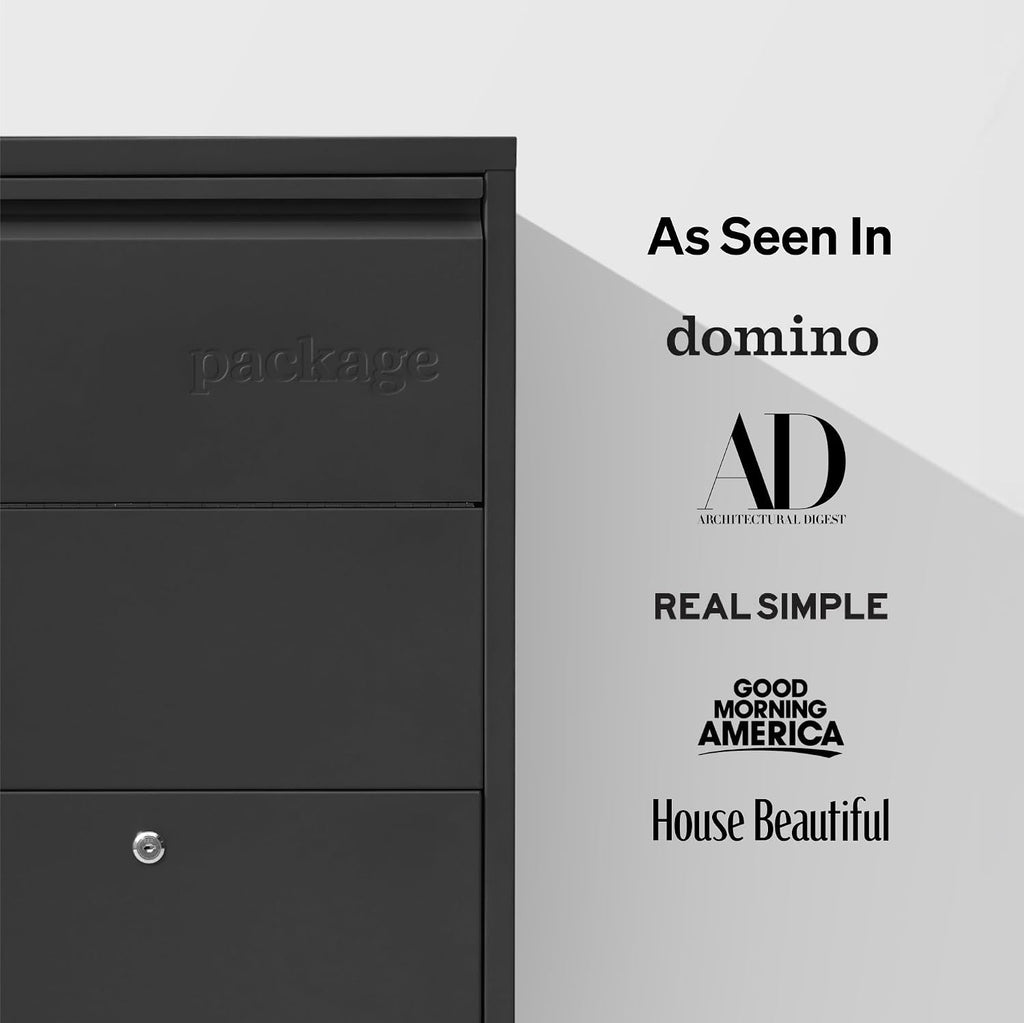 adoorn Package Delivery Boxes for Outside, Small 29.5 x 20.5 x 10.5 (HxWxD) Security Package Box, Free Standing Anti-Theft Parcel Drop Box - Black