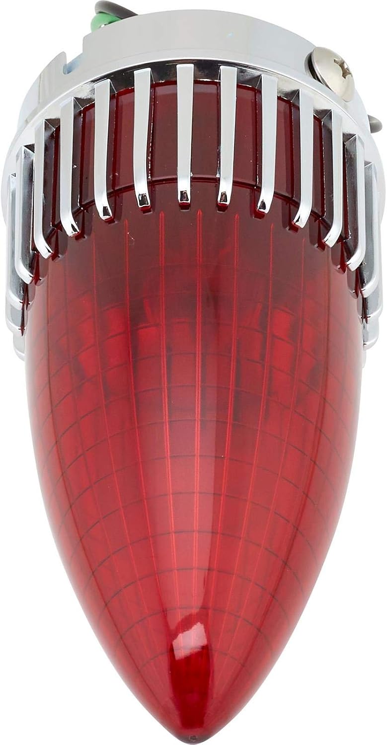 Speedway Motors 1959 Cadillac Tail Light & Stop Light Kit with Chrome Bases, Red Lenses, 1157 Bulbs and Weld-In Frenching Buckets, 12V Custom Hot Rod Lighting Pair
