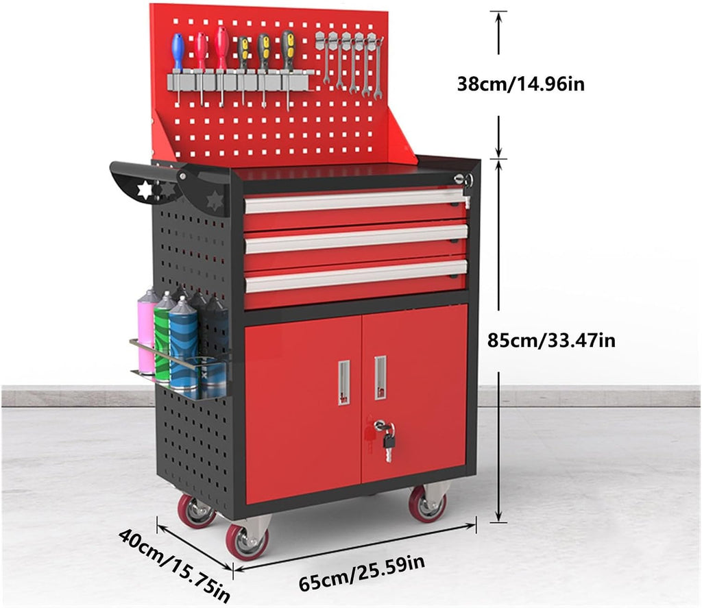 Convenience Rolling Tool Chest with Wheels, Tool Storage Cabinet with 5 Drawer, Large Metal Tool Box Organizer with Lock, Tool Cart on Wheels Emergency Repairs(White)