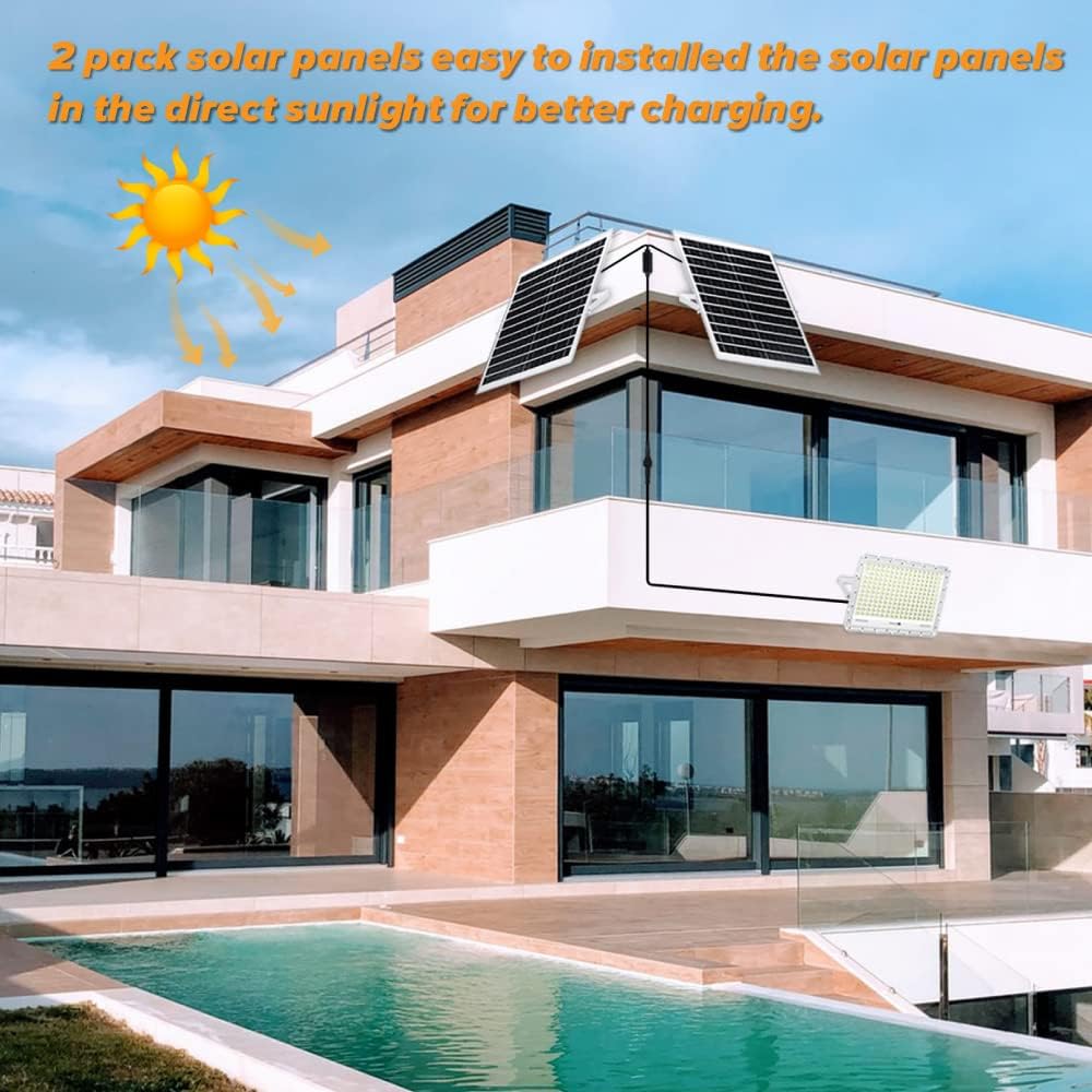 TINSUM 500W Solar Led Flood Lights Outdoor, 28000 Lumens Solar Security Street Lights Dusk to Dawn 1920LED with Remote White Led for Parking Lot,Stadium,Yard,Swimming Pool, Pathway,Flag Pole,Driveway