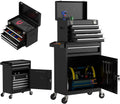 5 Drawer Tools Chest, Tool Cabinet with Universal Lockable Wheels，Tool Box with Detachable Top Box for Workshop(Black)