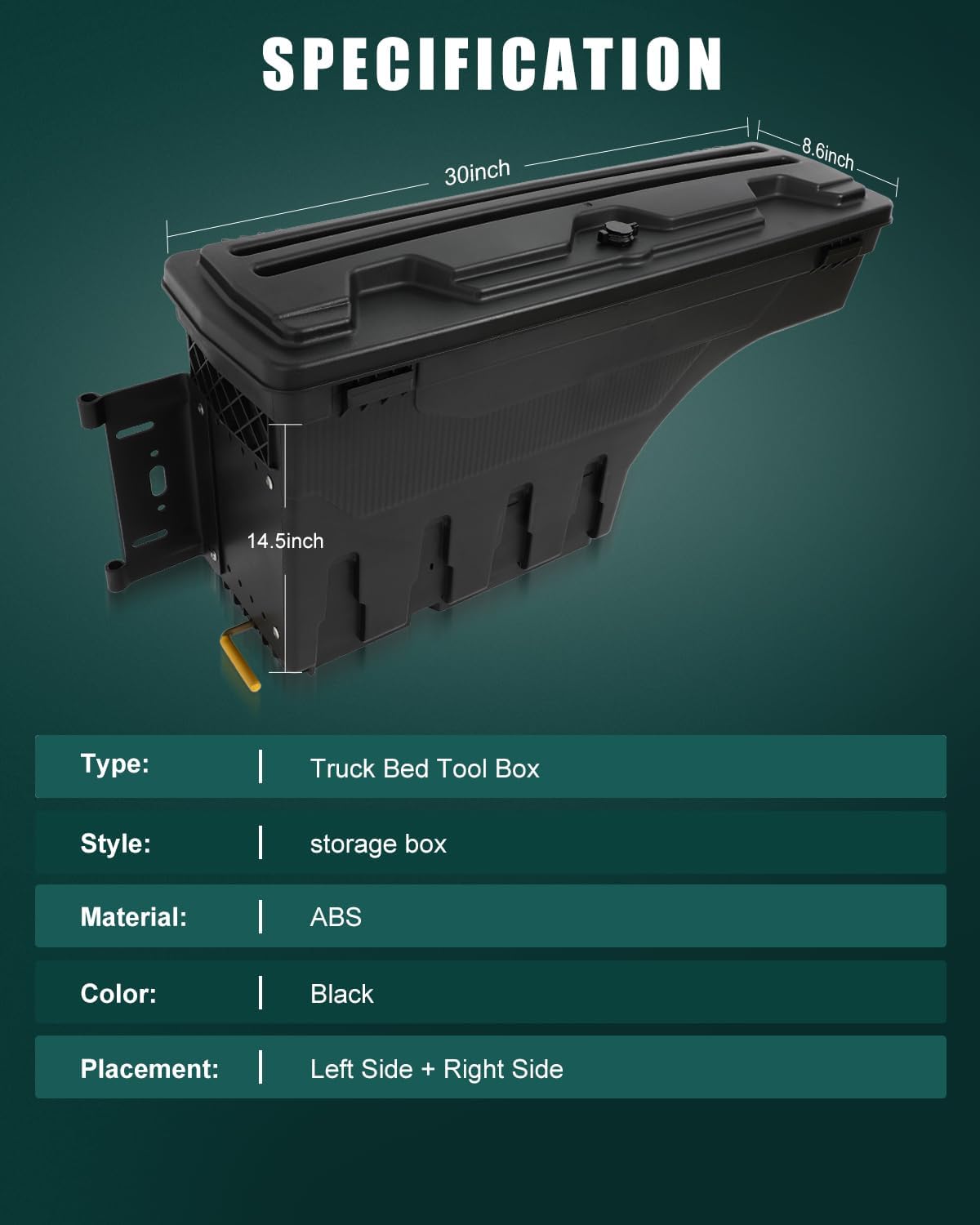 SCITOO Truck Bed Tool Box for Chevrolet Silverado for GMC Sierra 2008-2019 Left & Right Side,Multi-Compartment Dividers Organized Storage,Heavy Duty & No-Drill Installation